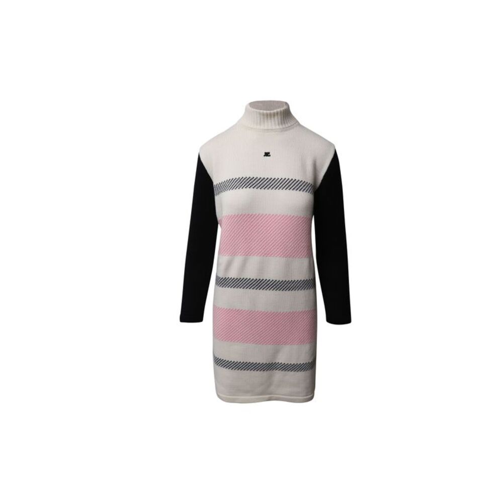 Courrèges Turtleneck Knit Dress in Multicolor Wool